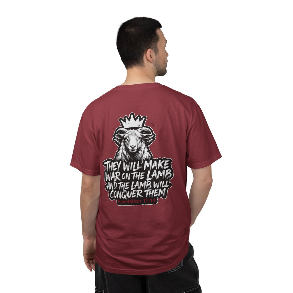 Christian Lamb Graphic T-Shirt — "They Will Make War on the Lamb" Back Design