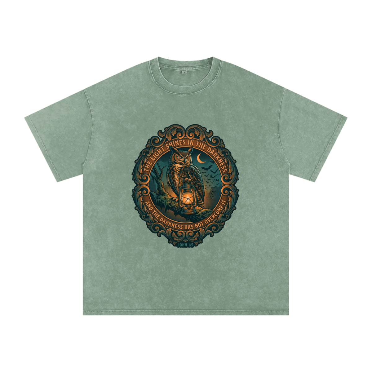 Owl Snow Washed Oversized Cotton T-Shirt
