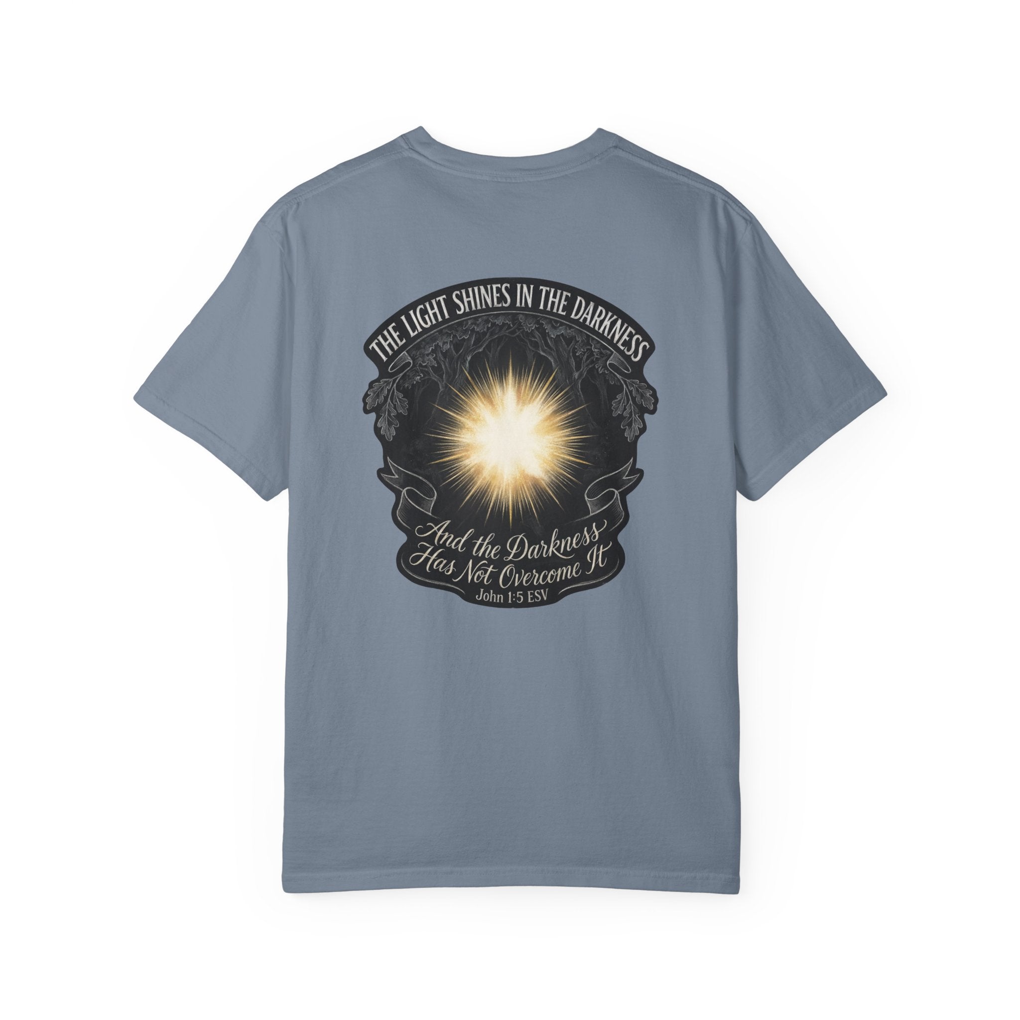 Christian T-Shirt – “The Light Shines in the Darkness” Graphic Tee