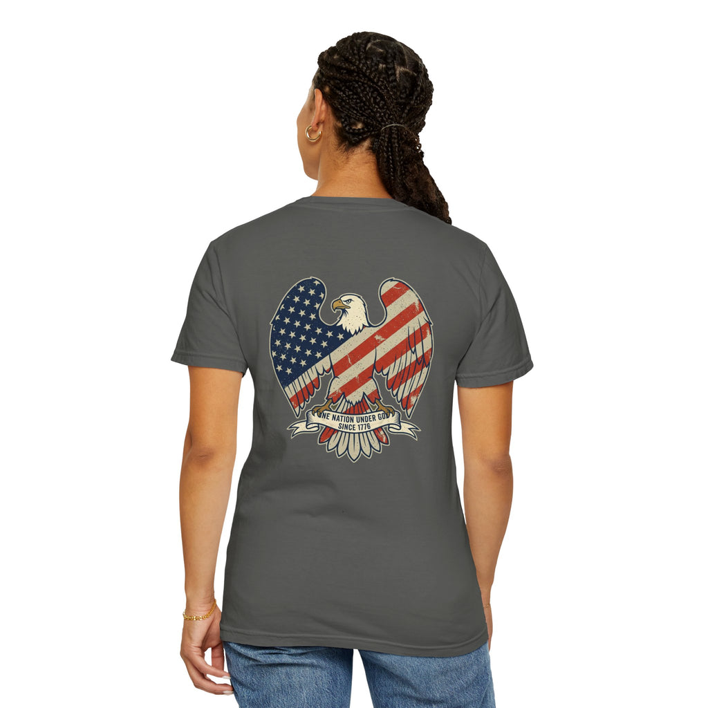 Patriotic Eagle T-Shirt — 'America' Vintage Flag Graphic