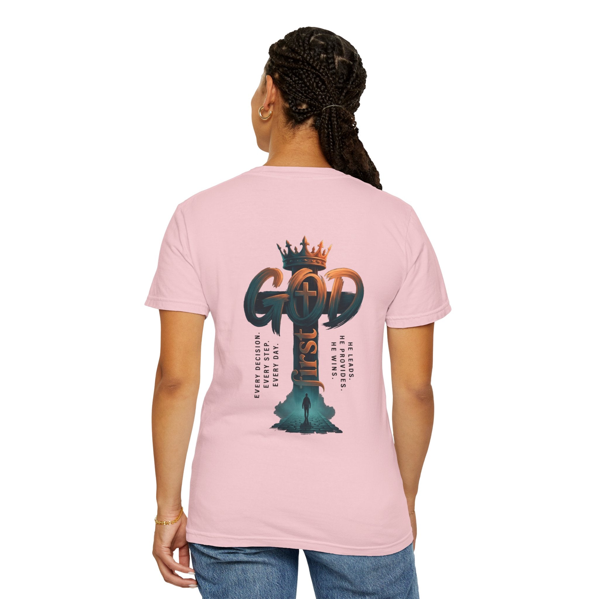 Christian Cross T-Shirt — 'God Is King' Back Graphic Tee