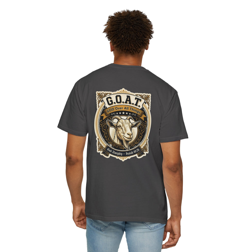 GOAT Graphic T-Shirt — Vintage Three Crosses & Goat Emblem