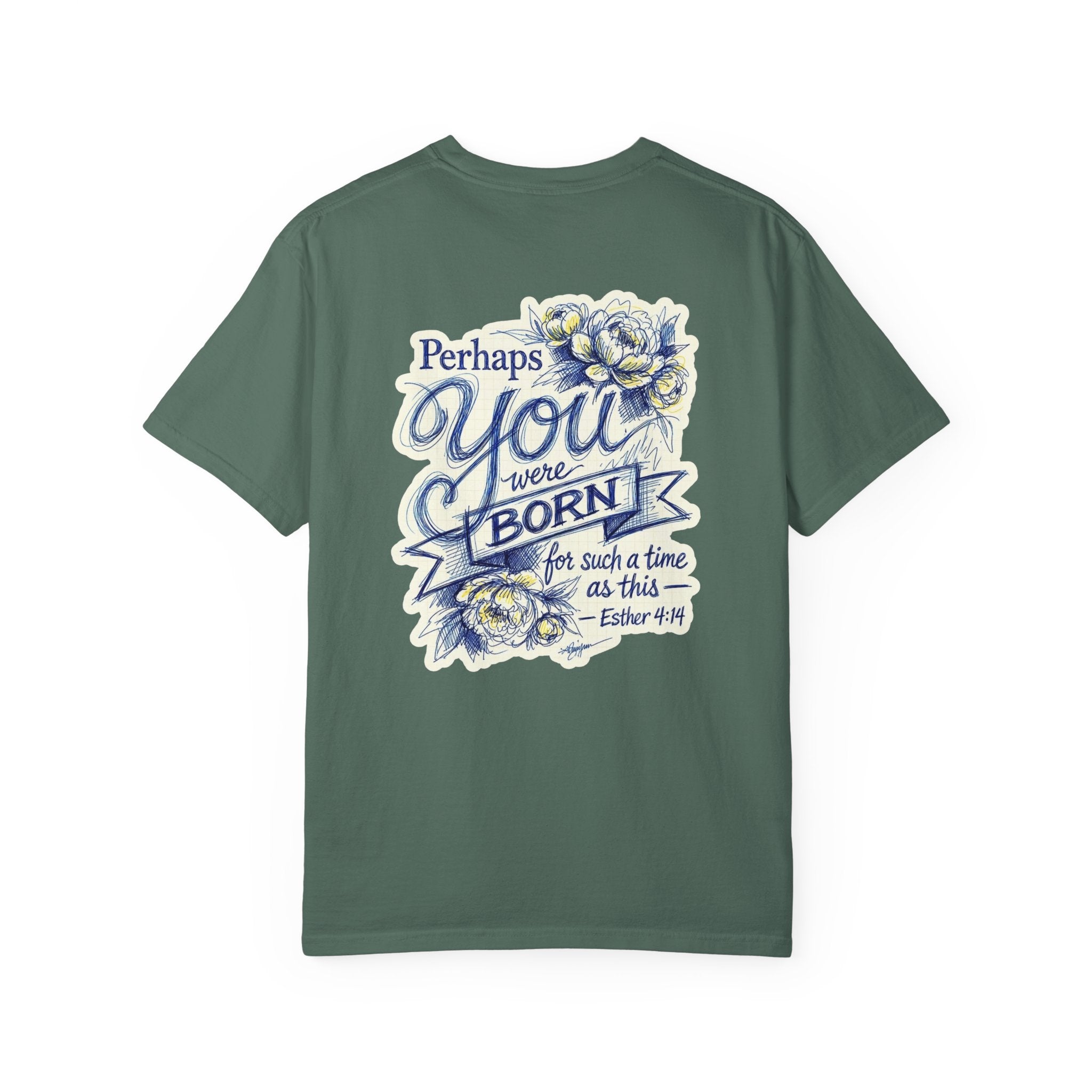 Religious T-Shirt - "Perhaps You Were Born for Such a Time as This" Christian Cross Tee