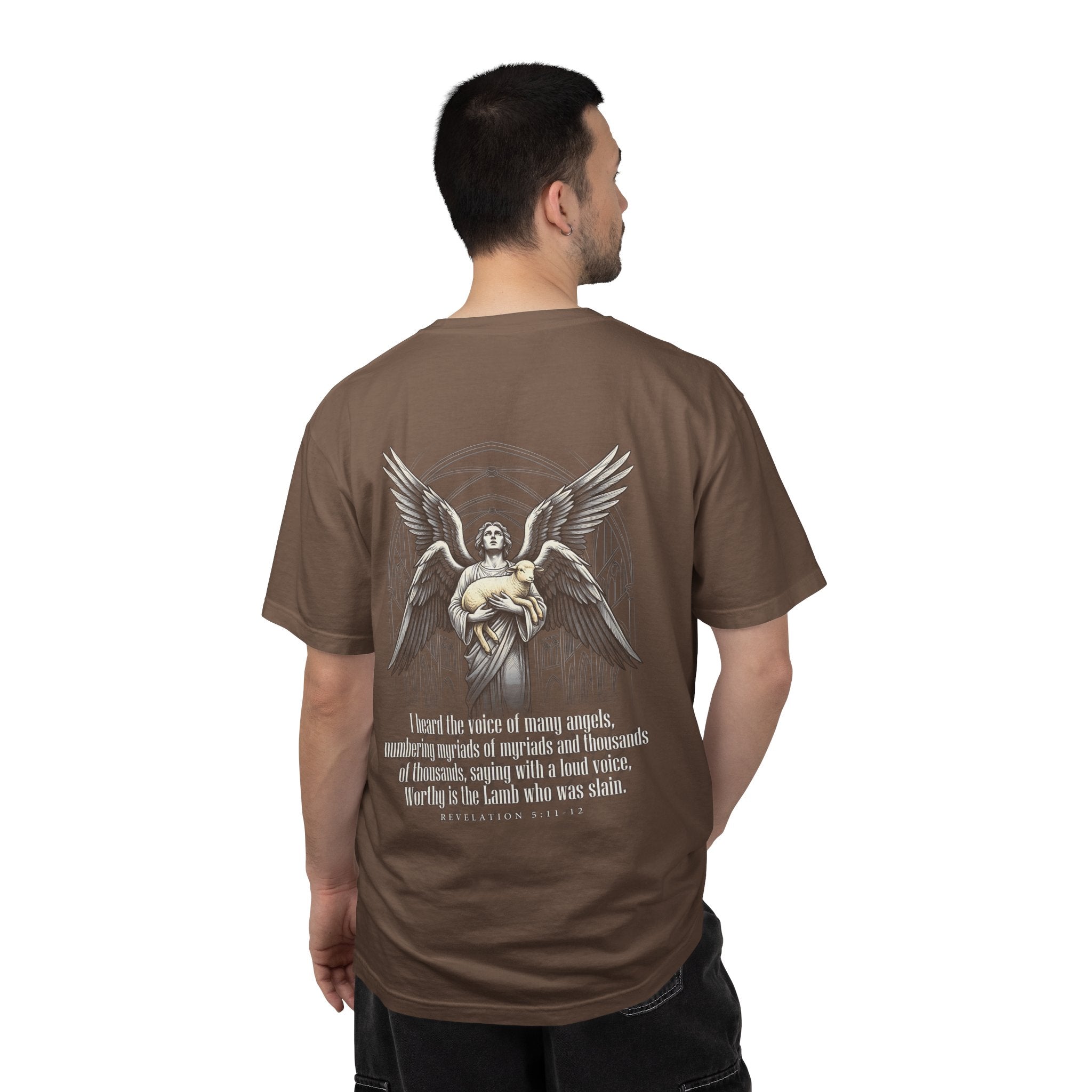 Christian Angel Cross T-Shirt — Inspirational Scripture Back Graphic