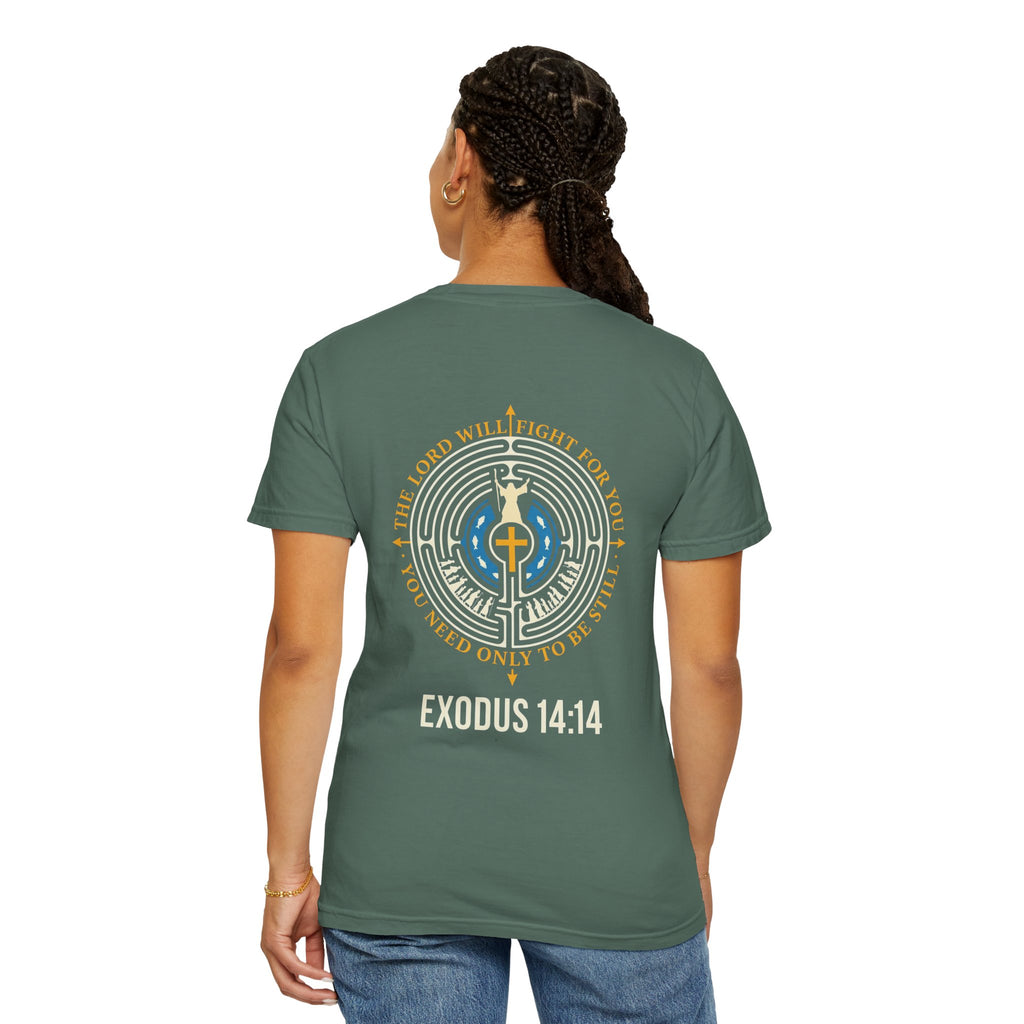 Christian T-Shirt — Exodus 14:14 Cross Graphic Tee