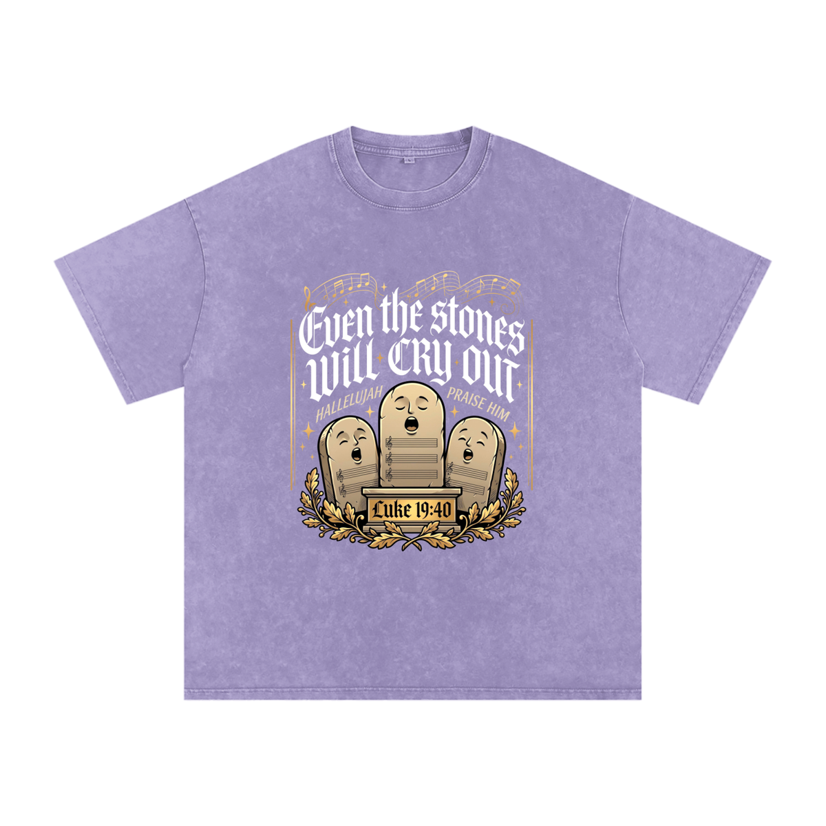 Stones Snow Washed Oversized Cotton T-Shirt