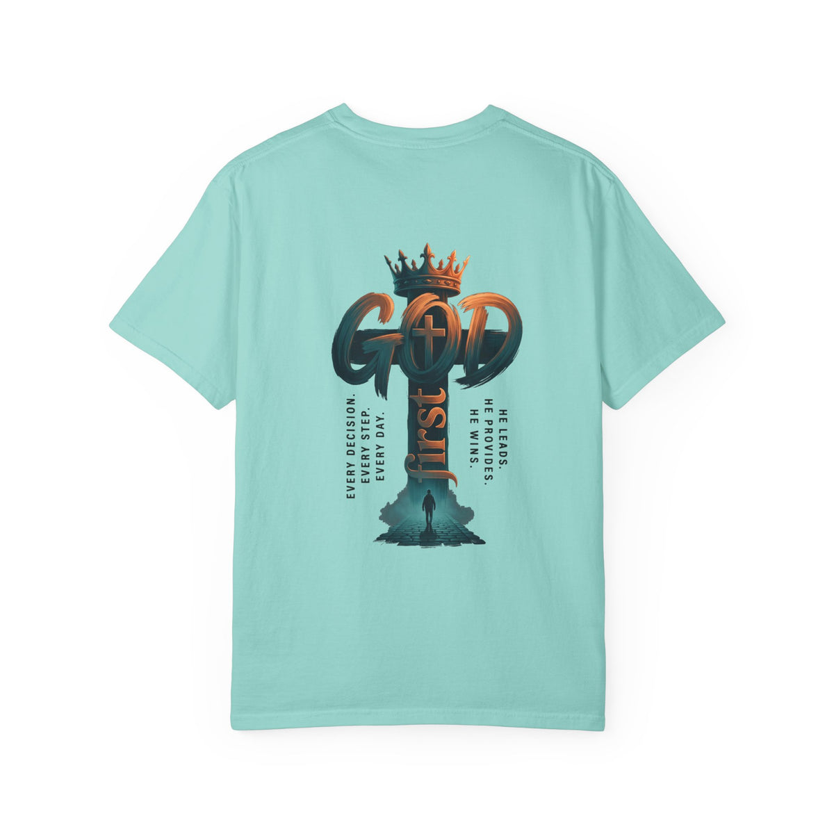 Christian Cross T-Shirt — 'God Is King' Back Graphic Tee
