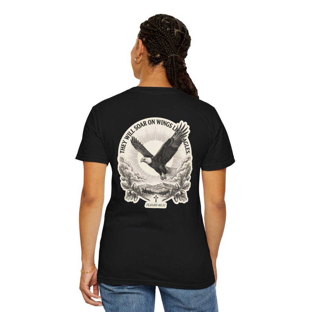 Eagle Cross T‑Shirt — 'They Will Soar on Wings' Christian Graphic Tee