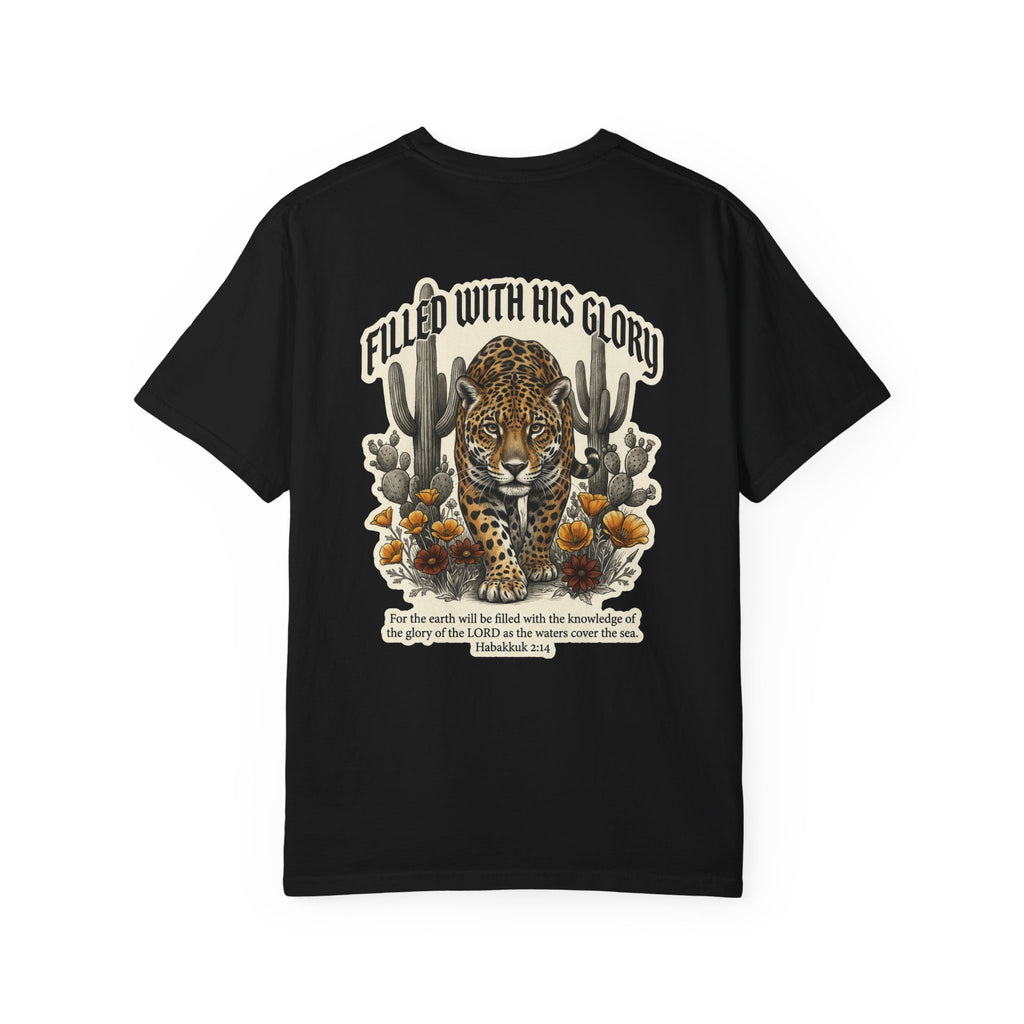 Christian Tee — 'Filled With His Glory' Leopard Cross T-Shirt — Christian graphic back print
