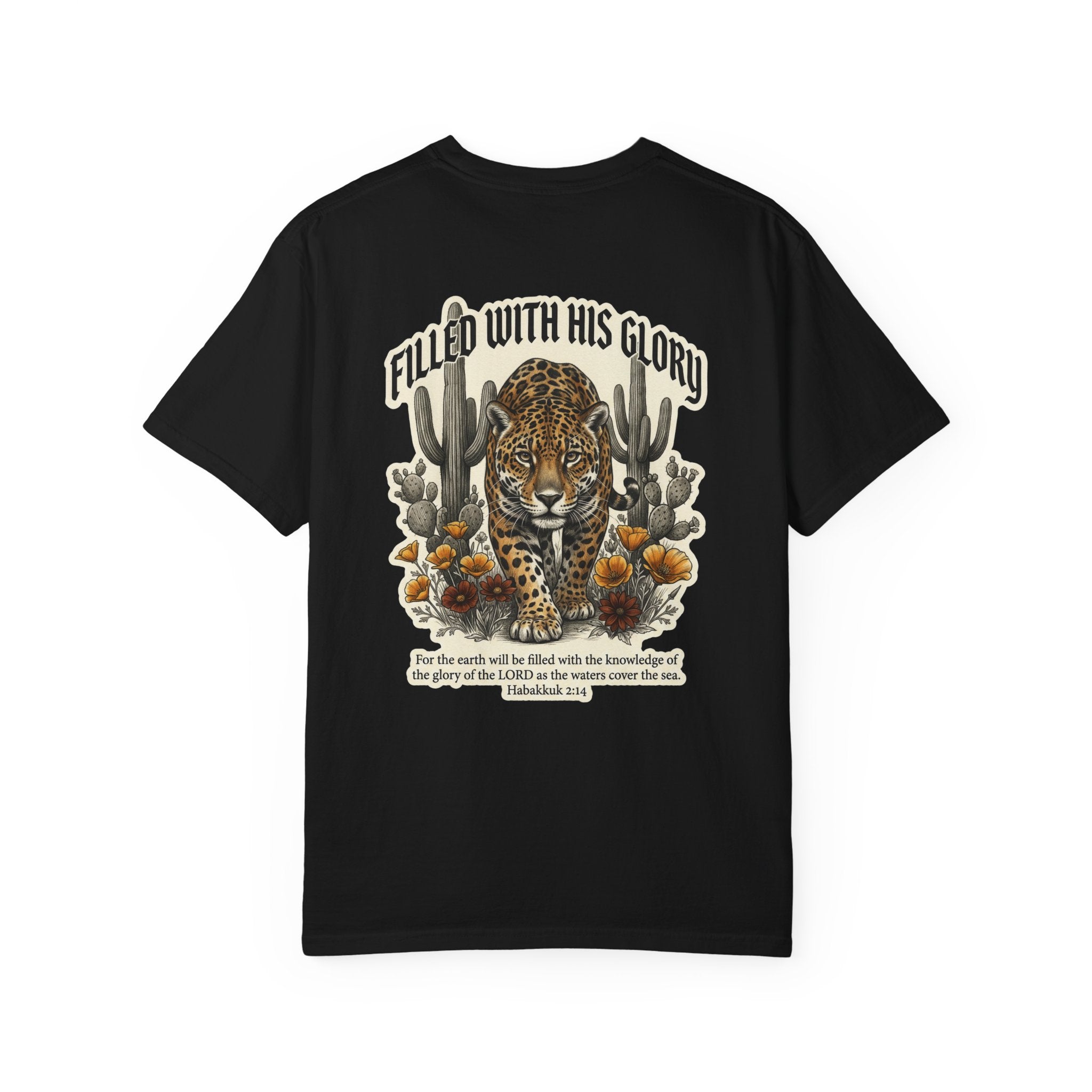 Christian Tee — 'Filled With His Glory' Leopard Cross T‑Shirt