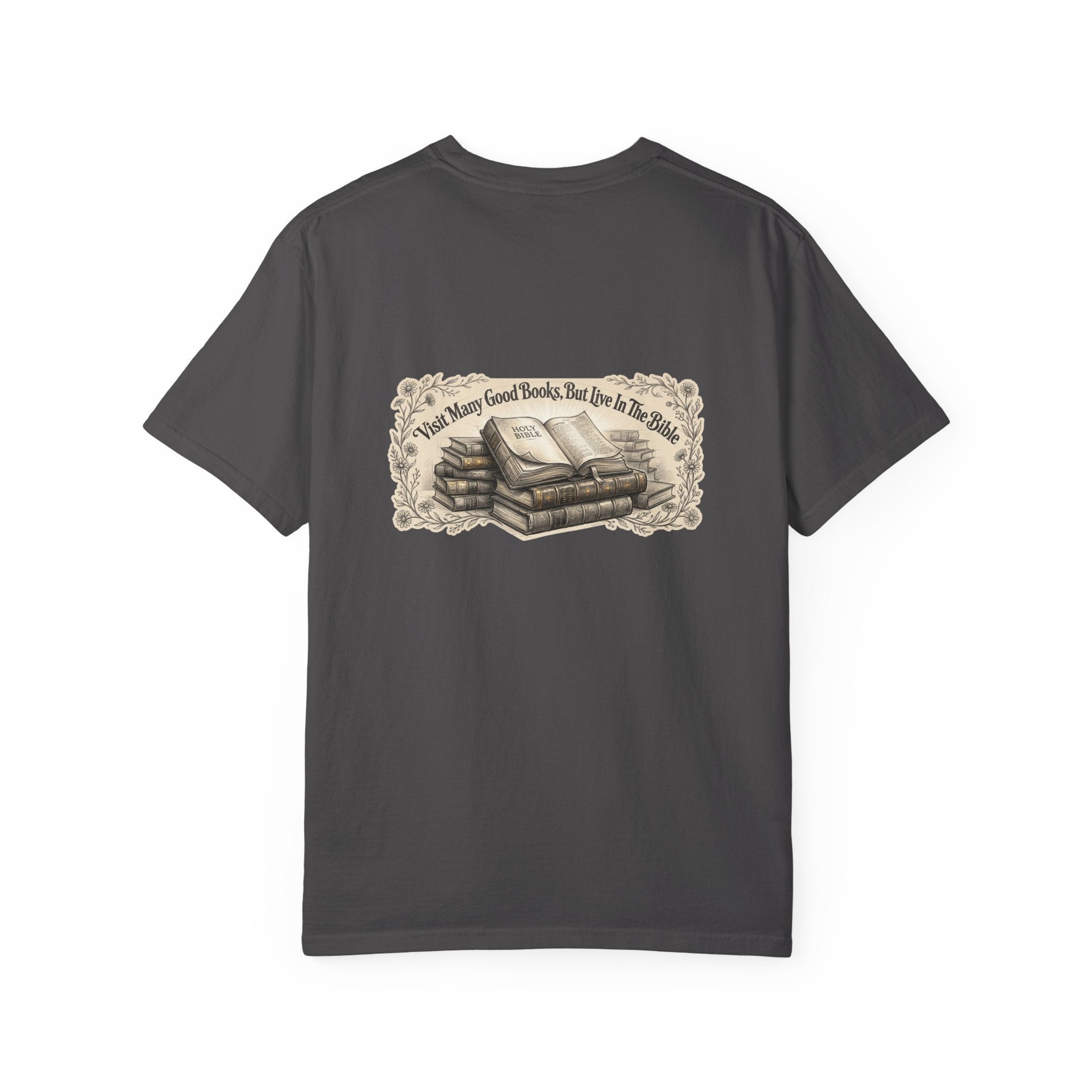 Vintage Stack of Books T-Shirt — "There Are Many Good Books, But This Is The Best"