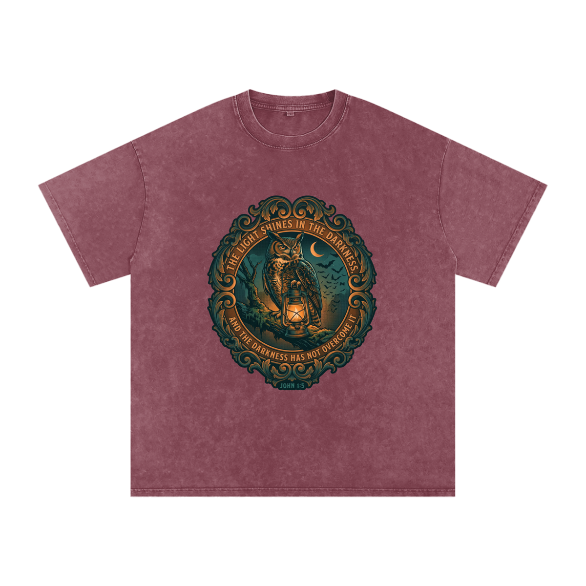 Owl Snow Washed Oversized Cotton T-Shirt