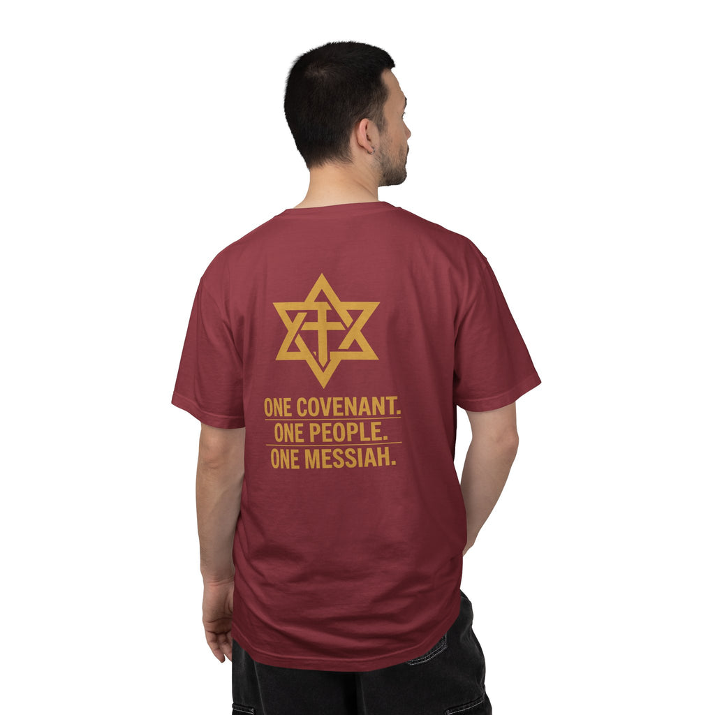 One Covenant One People One Messiah T-Shirt — Interfaith Star & Cross Design