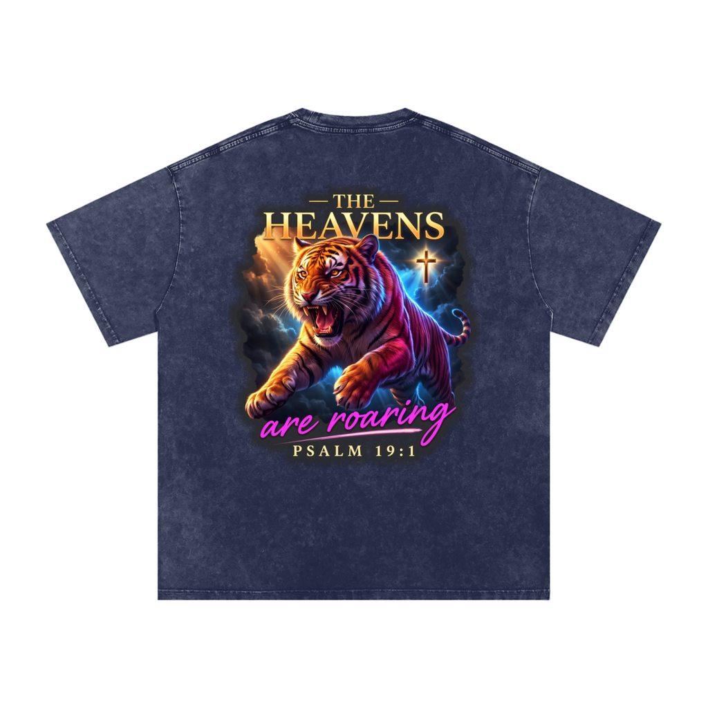 Heavens roaring Snow Washed Oversized Cotton T-Shirt