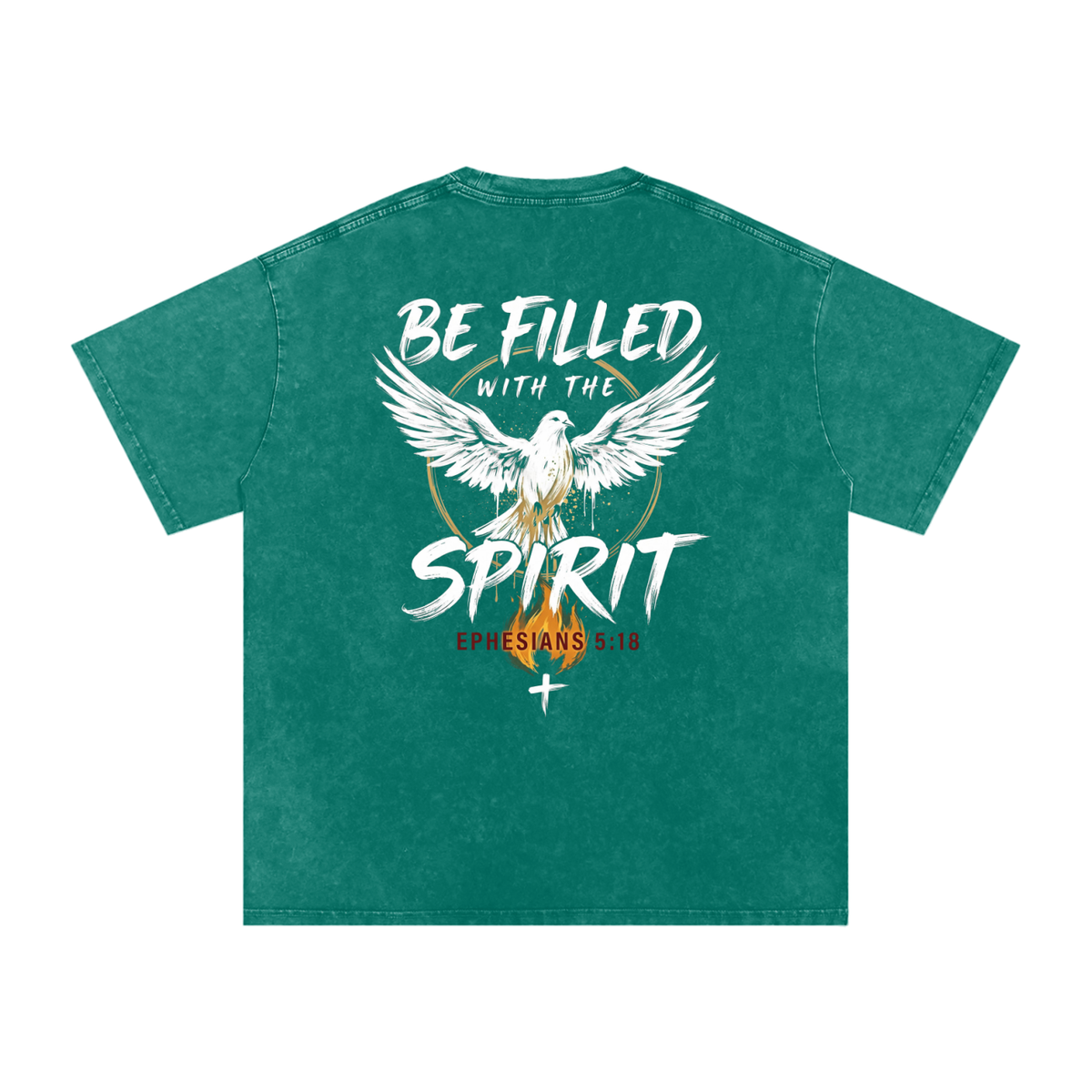 Be filled with the Spirt Snow Washed Oversized Cotton T-Shirt
