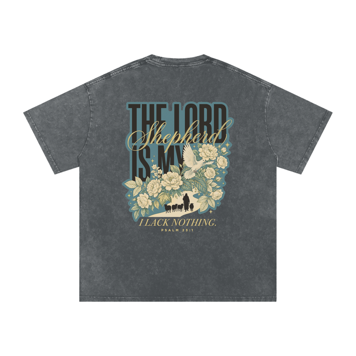 The Lord is my Shepherd Snow Washed Oversized Cotton T-Shirt