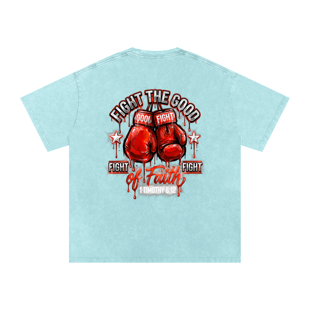 Fight the good fight Snow Washed Oversized Cotton T-Shirt