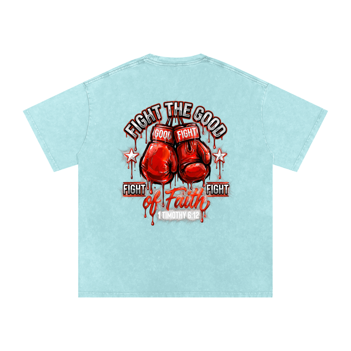 Fight the good fight Snow Washed Oversized Cotton T-Shirt
