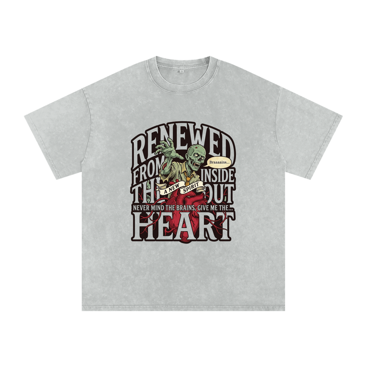 Zombie Snow Washed Oversized Cotton T-Shirt