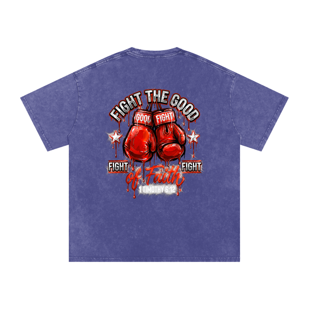 Fight the good fight Snow Washed Oversized Cotton T-Shirt
