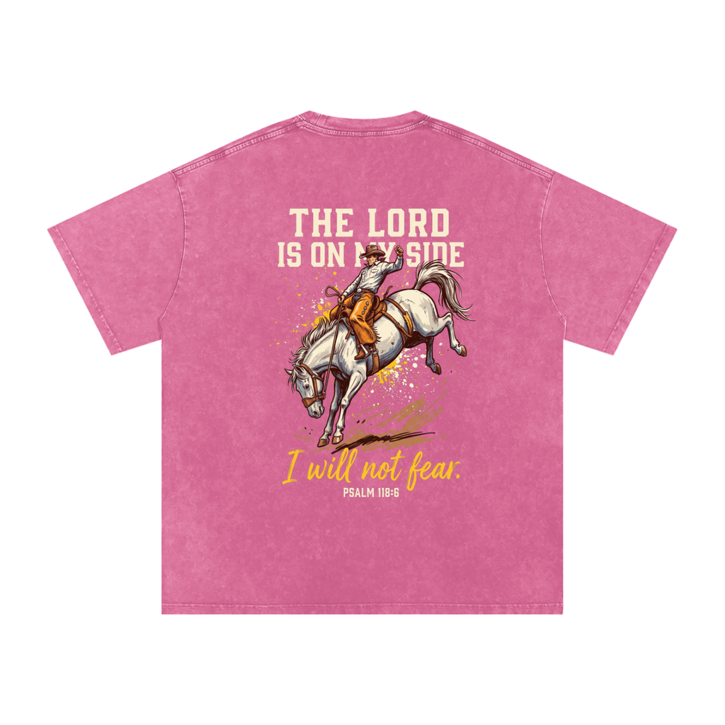 Lord is on my side Snow Washed Oversized Cotton T-Shirt
