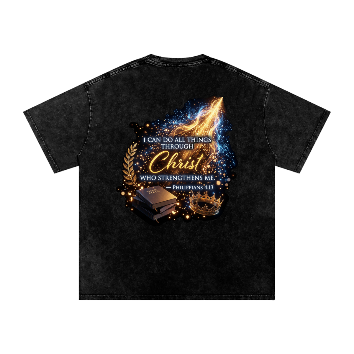 Through Christ Snow Washed Oversized Cotton T-Shirt