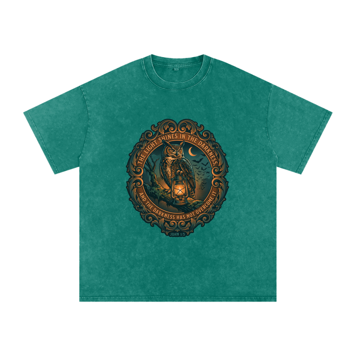 Owl Snow Washed Oversized Cotton T-Shirt