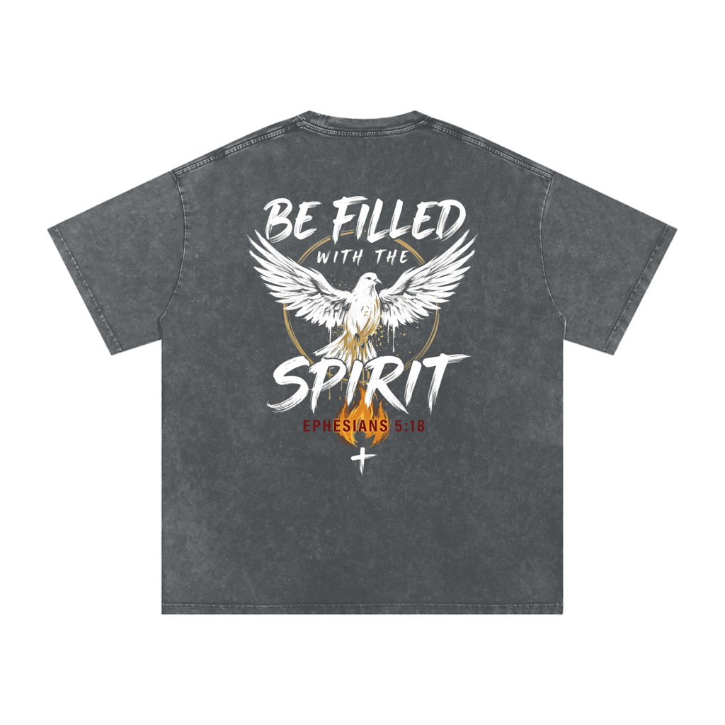 Be filled with the Spirt Snow Washed Oversized Cotton T-Shirt