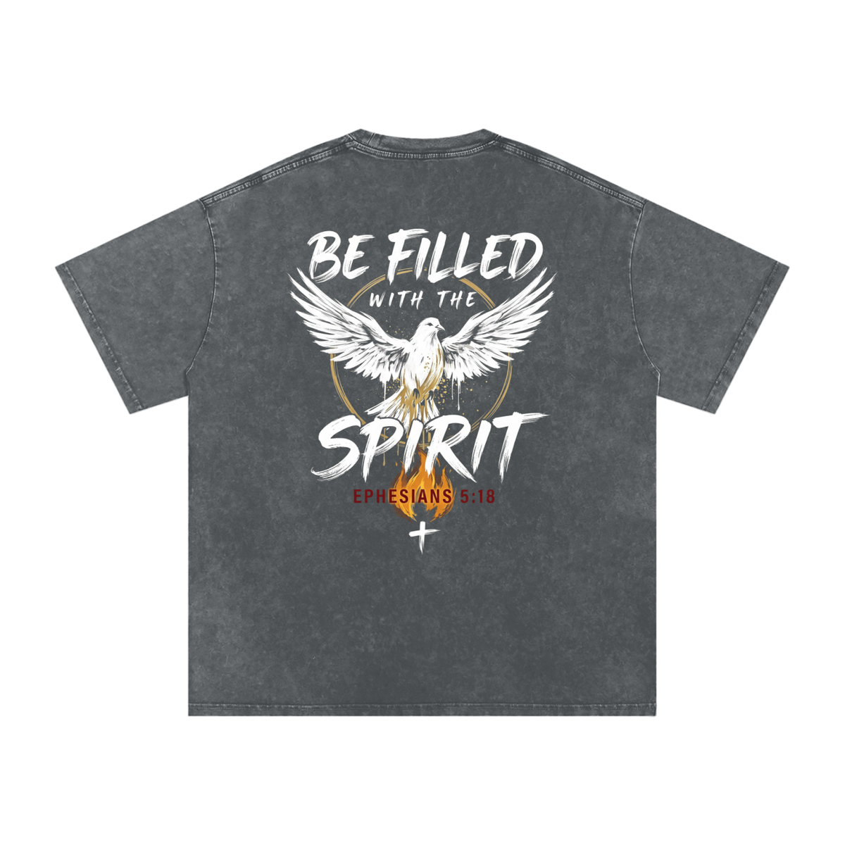 Be filled with the Spirt Snow Washed Oversized Cotton T-Shirt