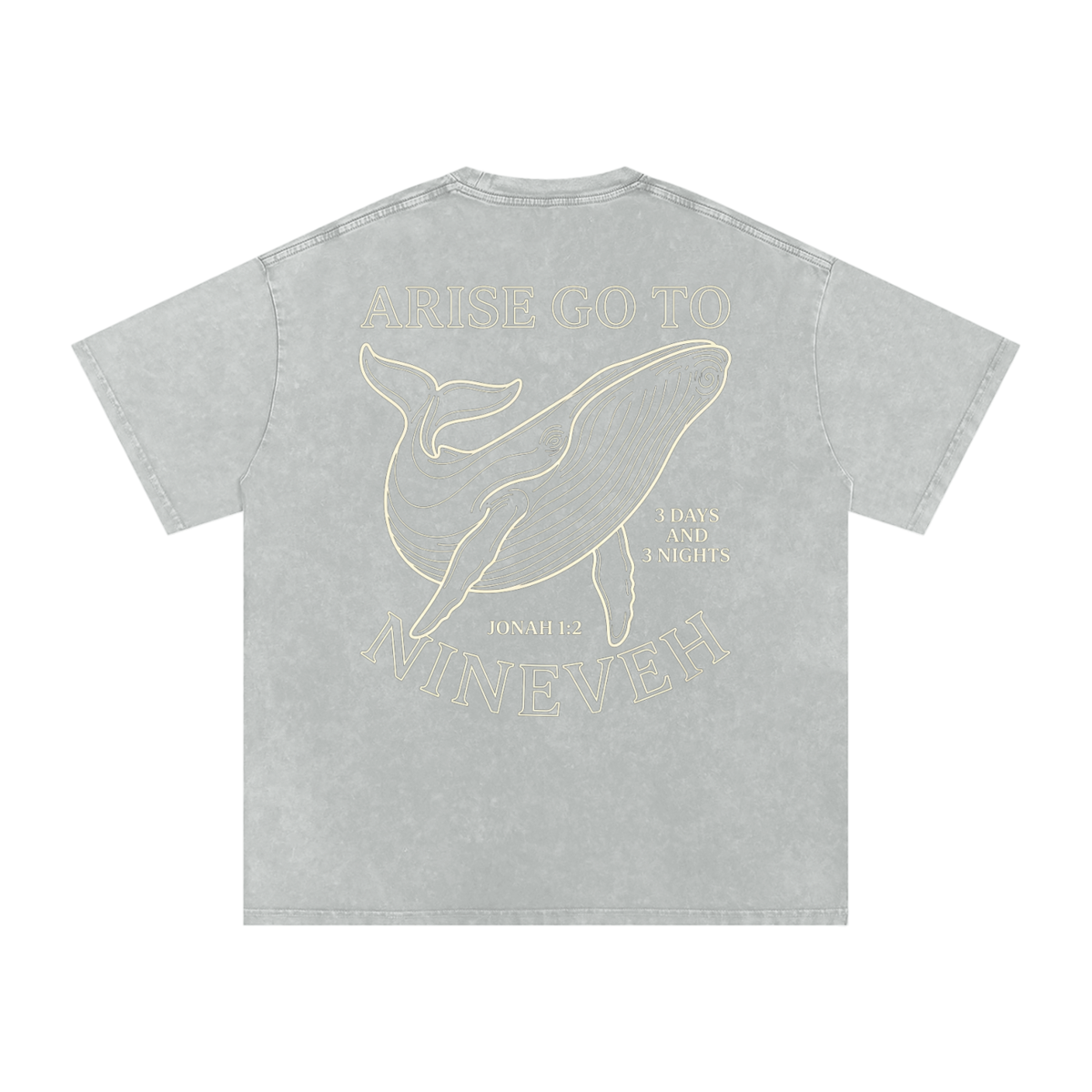 Whale Snow Washed Oversized Cotton T-Shirt