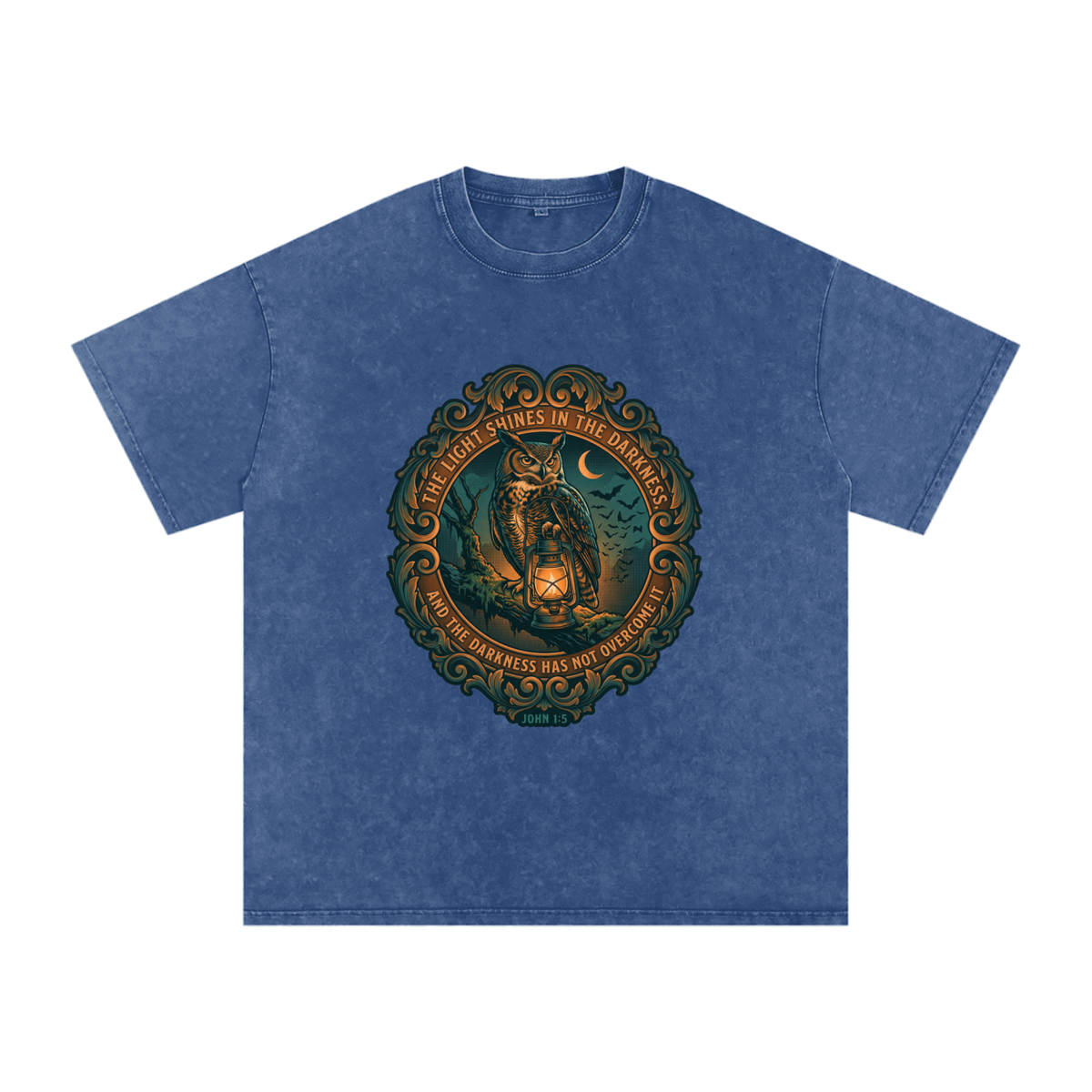 Owl Snow Washed Oversized Cotton T-Shirt