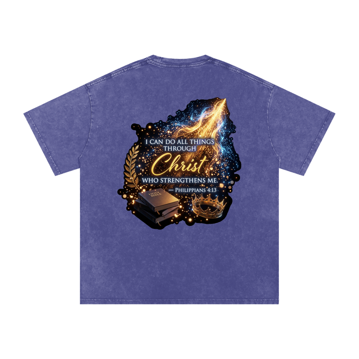 Through Christ Snow Washed Oversized Cotton T-Shirt