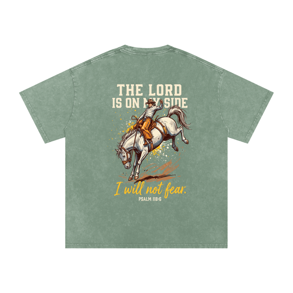 Lord is on my side Snow Washed Oversized Cotton T-Shirt