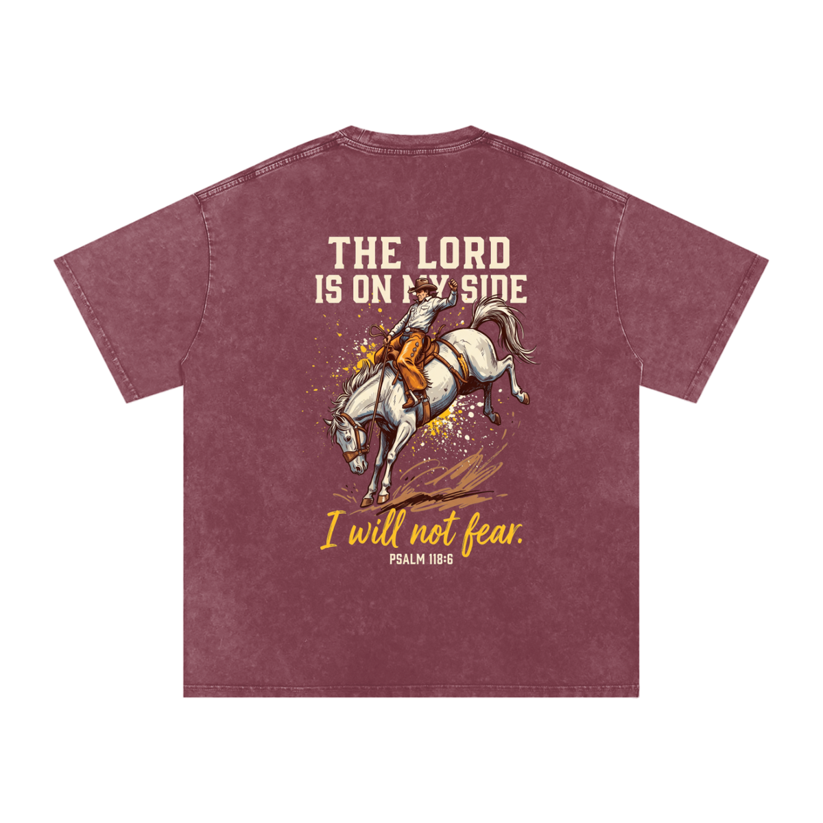 Lord is on my side Snow Washed Oversized Cotton T-Shirt