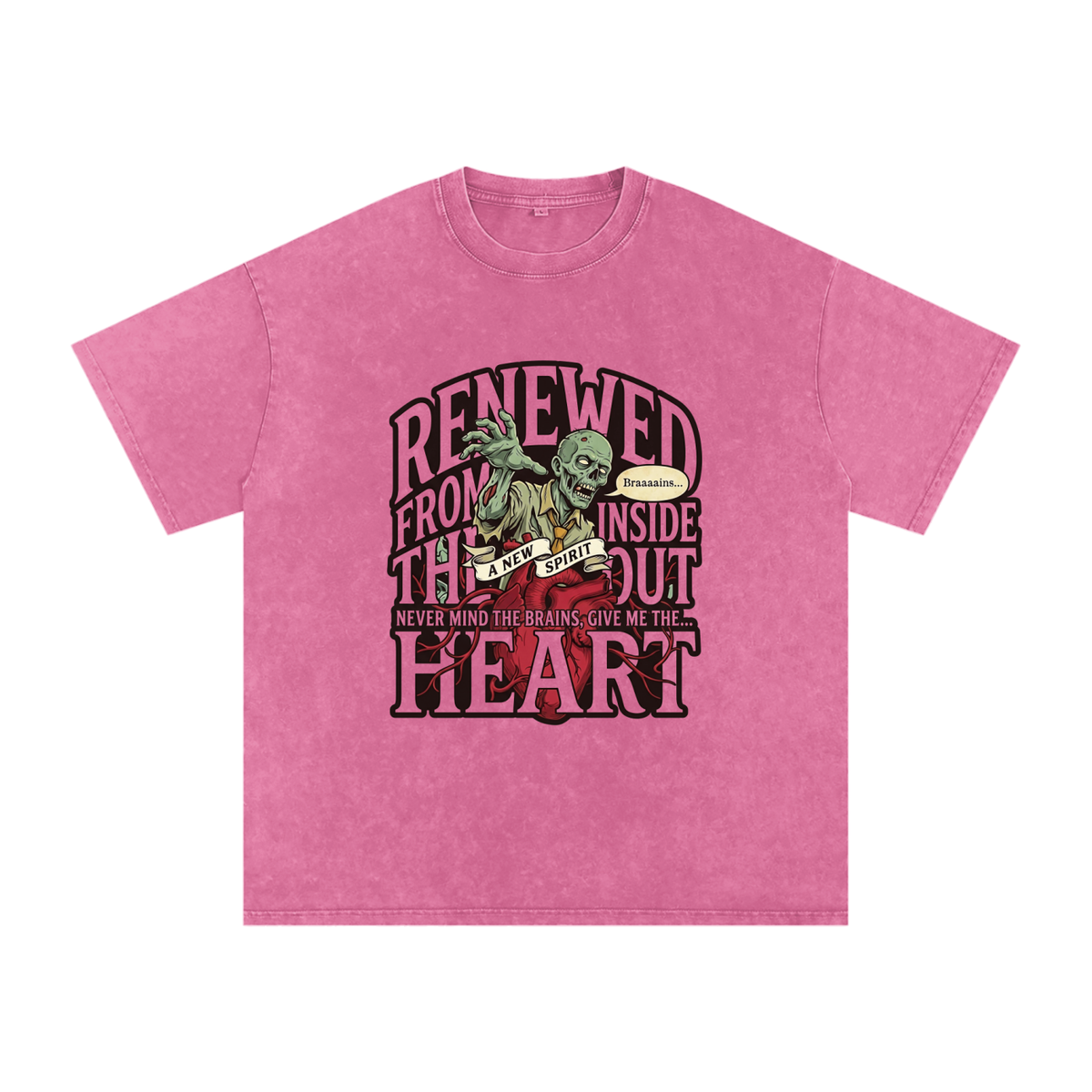 Zombie Snow Washed Oversized Cotton T-Shirt