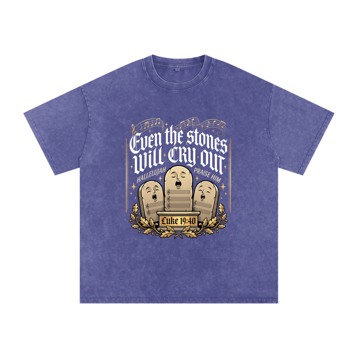 Stones Snow Washed Oversized Cotton T-Shirt