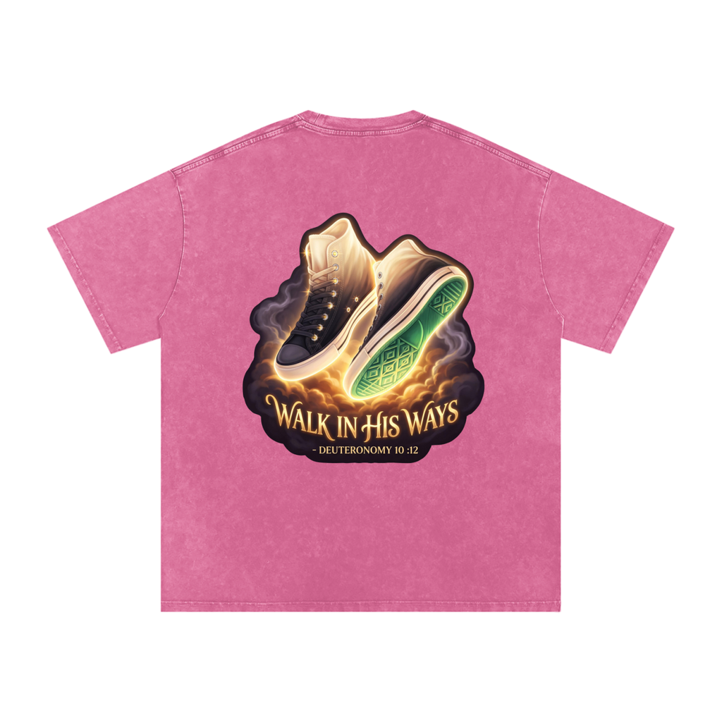 Walk in his ways Snow Washed Oversized Cotton T-Shirt