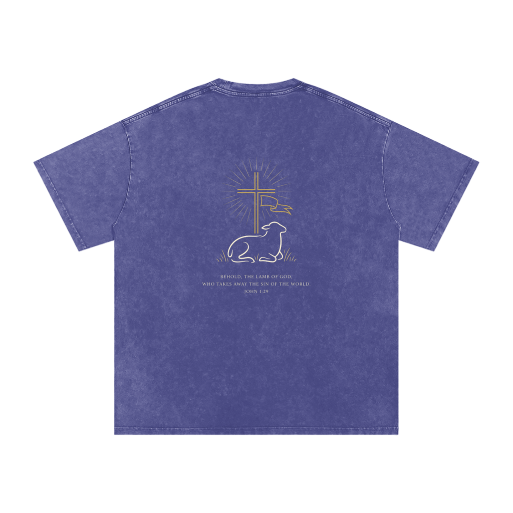 Lamb Snow Washed Oversized Cotton T-Shirt
