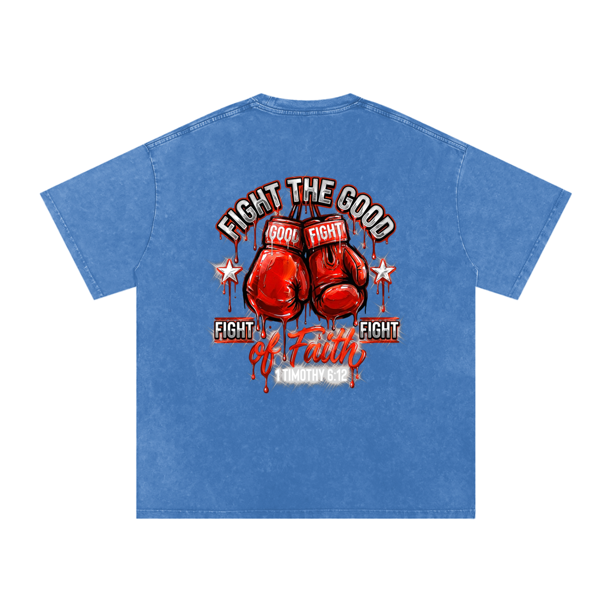 Fight the good fight Snow Washed Oversized Cotton T-Shirt
