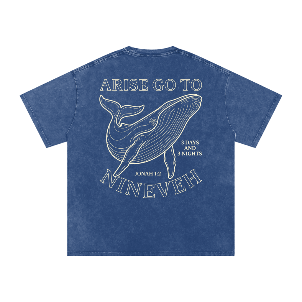 Whale Snow Washed Oversized Cotton T-Shirt