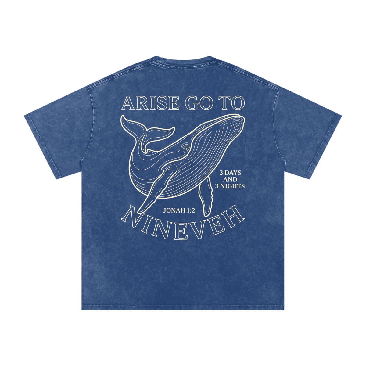 Whale Snow Washed Oversized Cotton T-Shirt