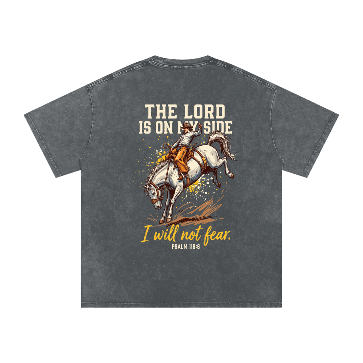 Lord is on my side Snow Washed Oversized Cotton T-Shirt