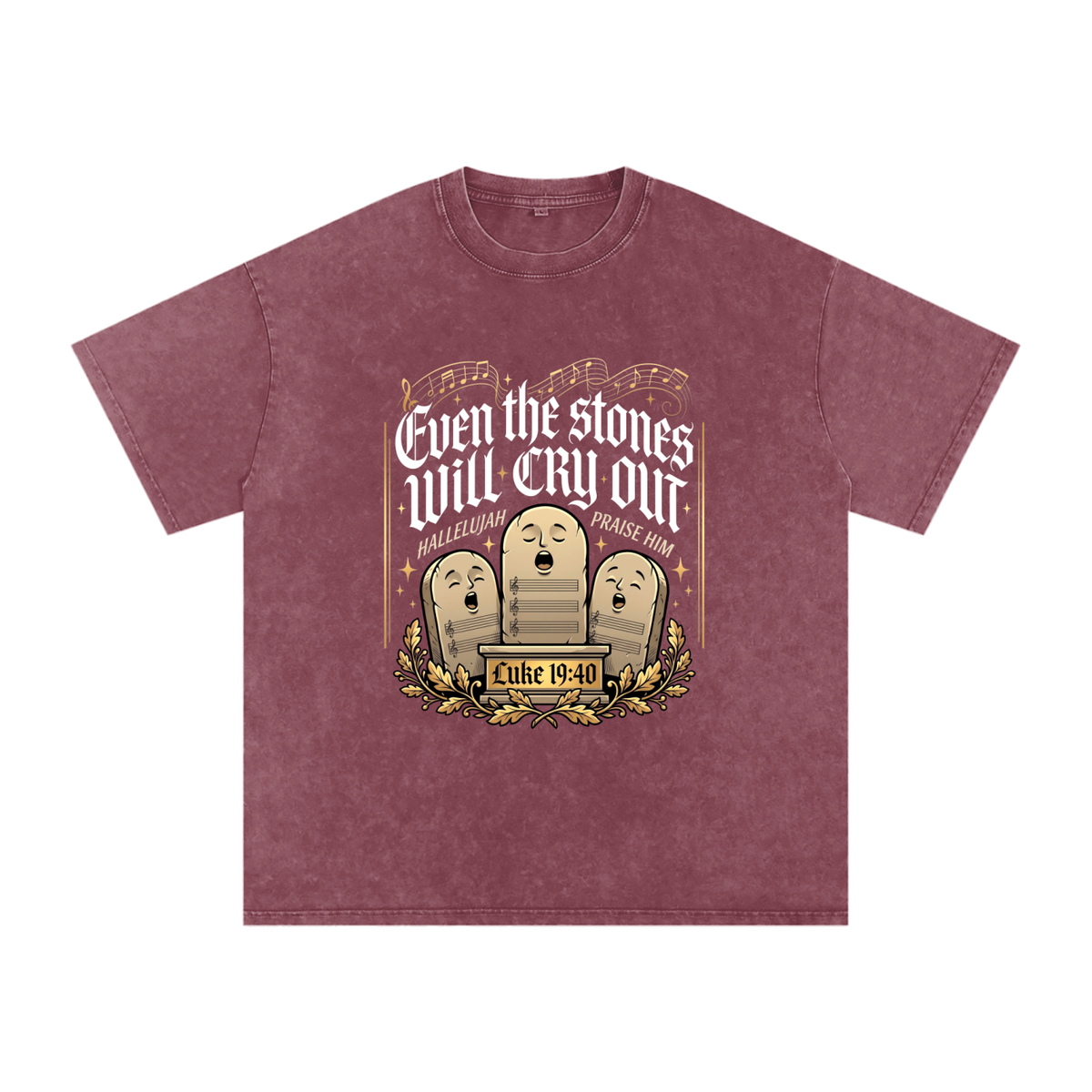Stones Snow Washed Oversized Cotton T-Shirt