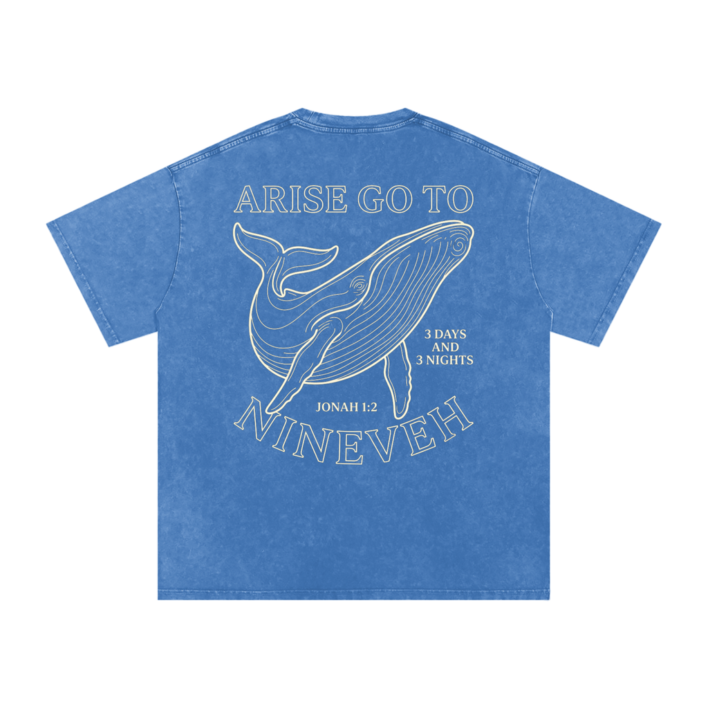 Whale Snow Washed Oversized Cotton T-Shirt