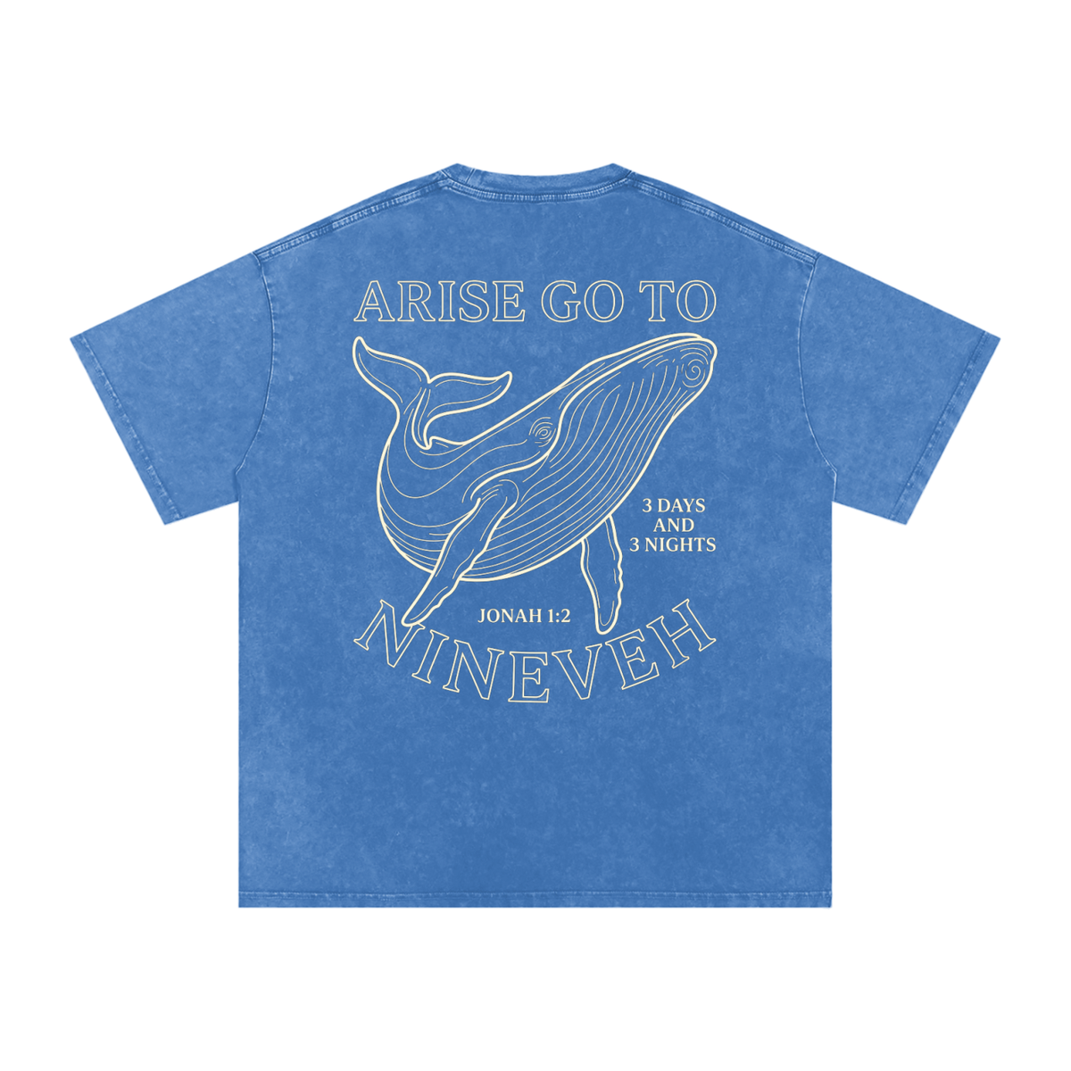 Whale Snow Washed Oversized Cotton T-Shirt