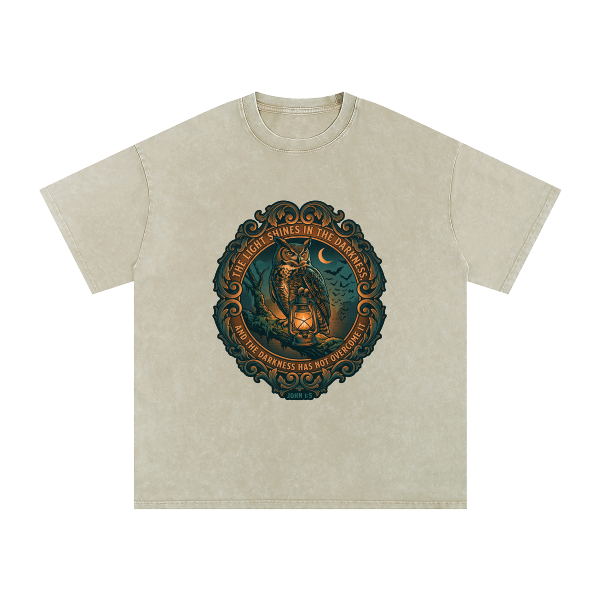 Owl Snow Washed Oversized Cotton T-Shirt