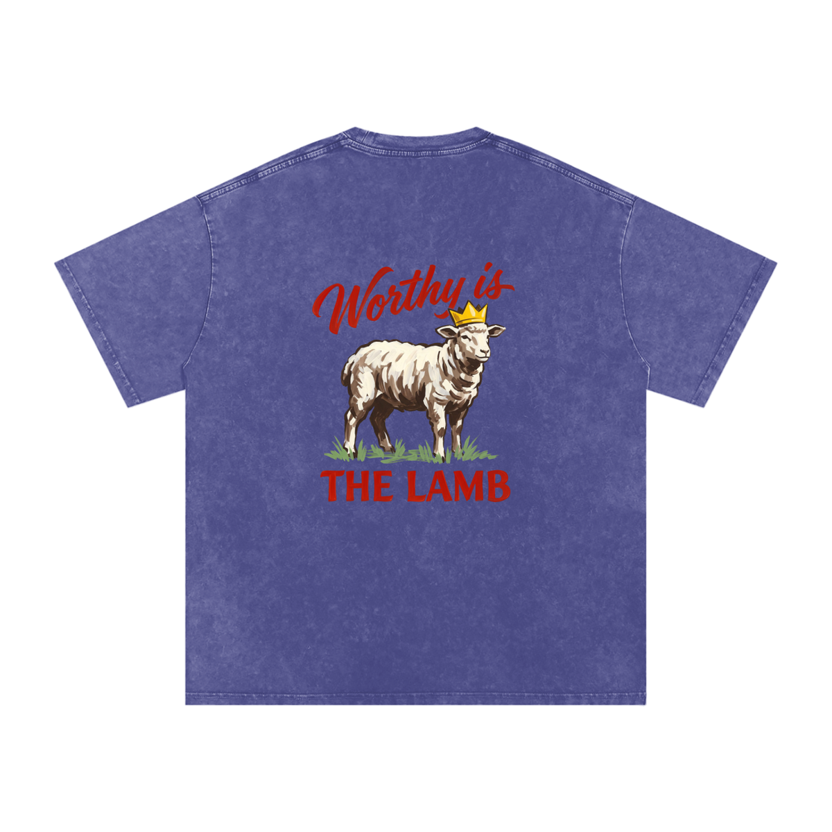 Worthy  is the Lamb Snow Washed Oversized Cotton T-Shirt