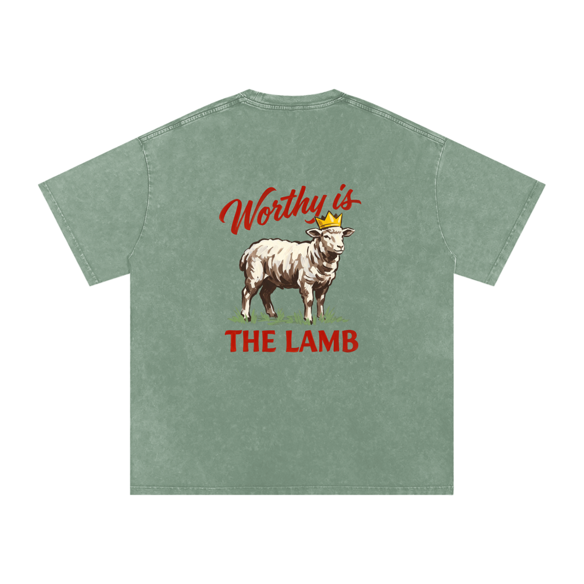 Worthy  is the Lamb Snow Washed Oversized Cotton T-Shirt