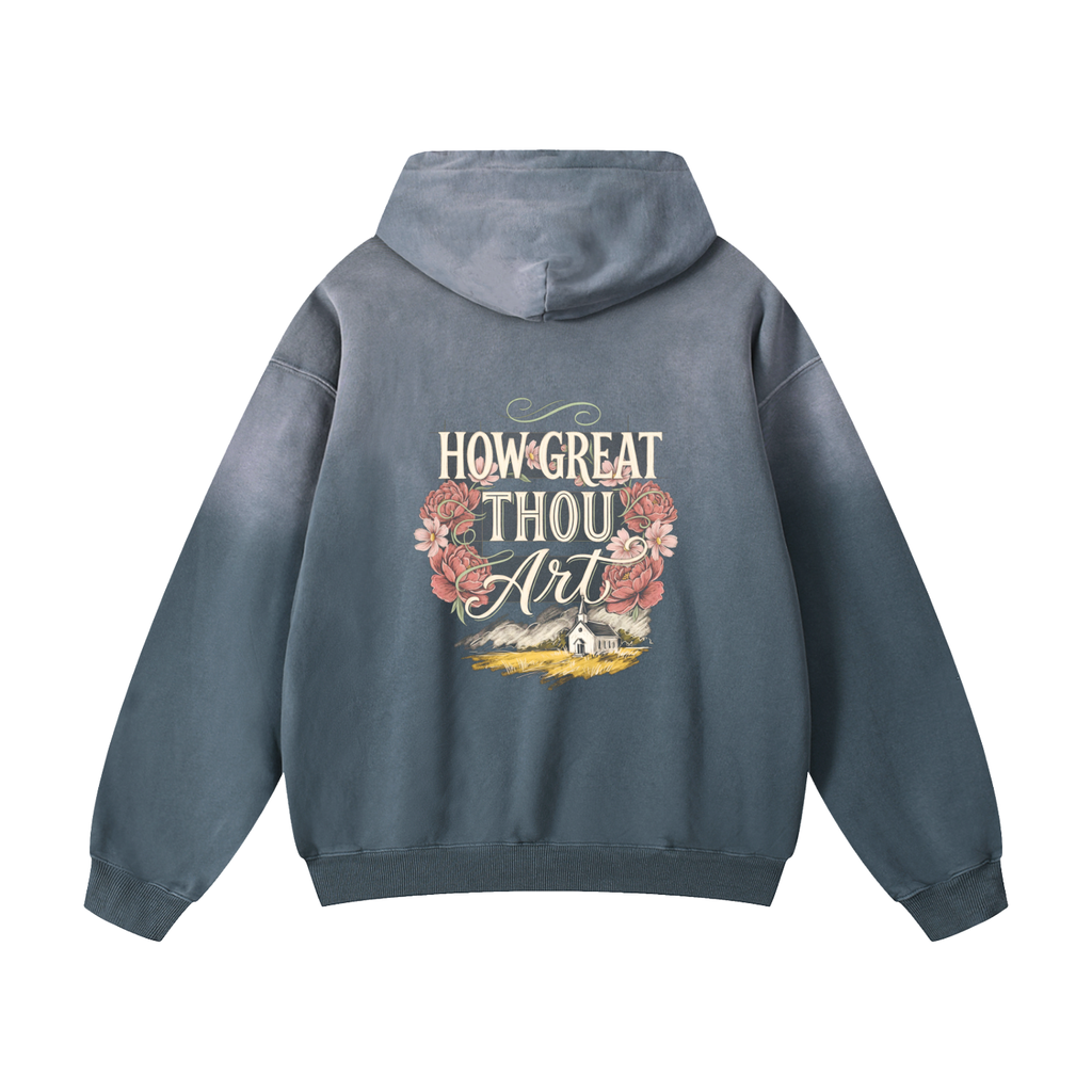 How Great Thou Art - Heavyweight Sunfade Oversized Hoodie -