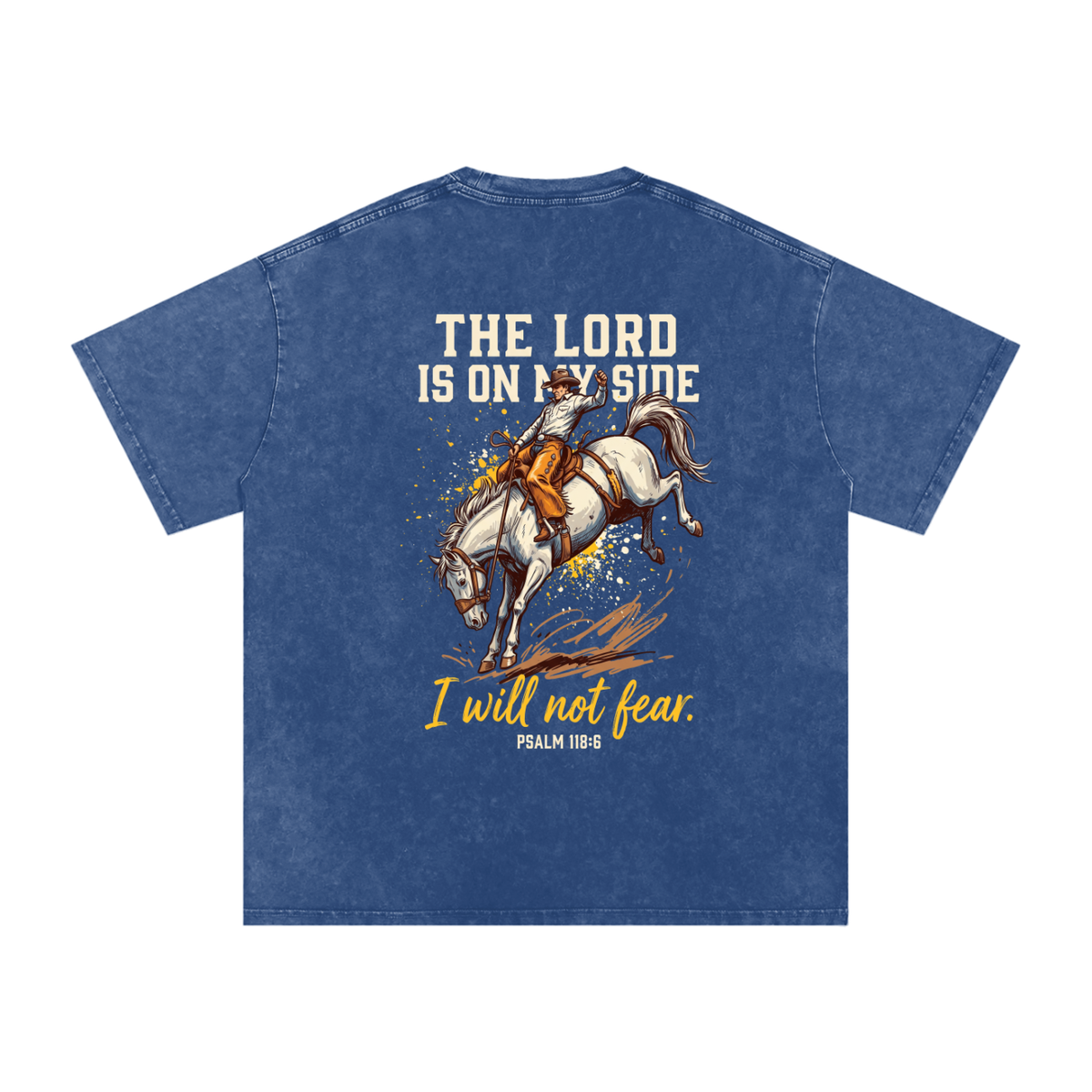 Lord is on my side Snow Washed Oversized Cotton T-Shirt